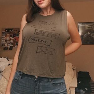 AEO Cities Army-Green Fashion Tank